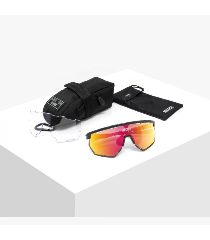 SCICON AEROWING CARBON MATT SUNGLASSES (MULTIMIRROR RED LENS)