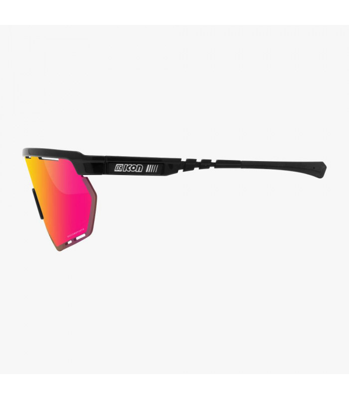 SCICON AEROWING BLACK GLOSS SUNGLASSES (MULTIMIRROR RED LENS)