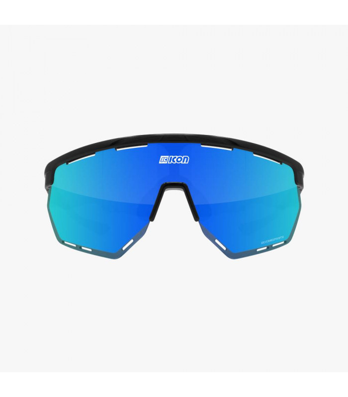 SCICON AEROWING BLACK GLOSS SUNGLASSES (MULTIMIRROR BLUE LENS)