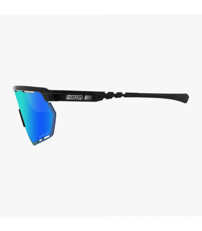 SCICON AEROWING BLACK GLOSS SUNGLASSES (MULTIMIRROR BLUE LENS)
