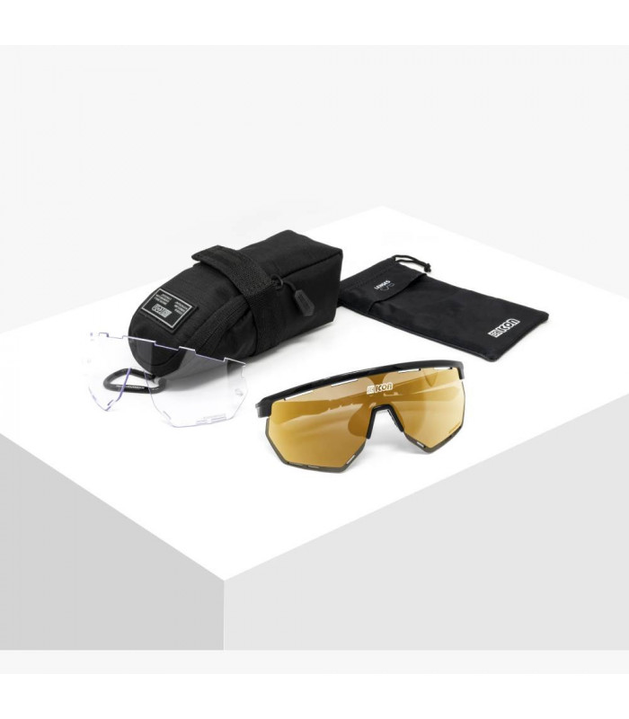 GAFAS SCICON AEROWING NEGRO BRILLANTE (LENTE MULTIESPEJO BRONCE)