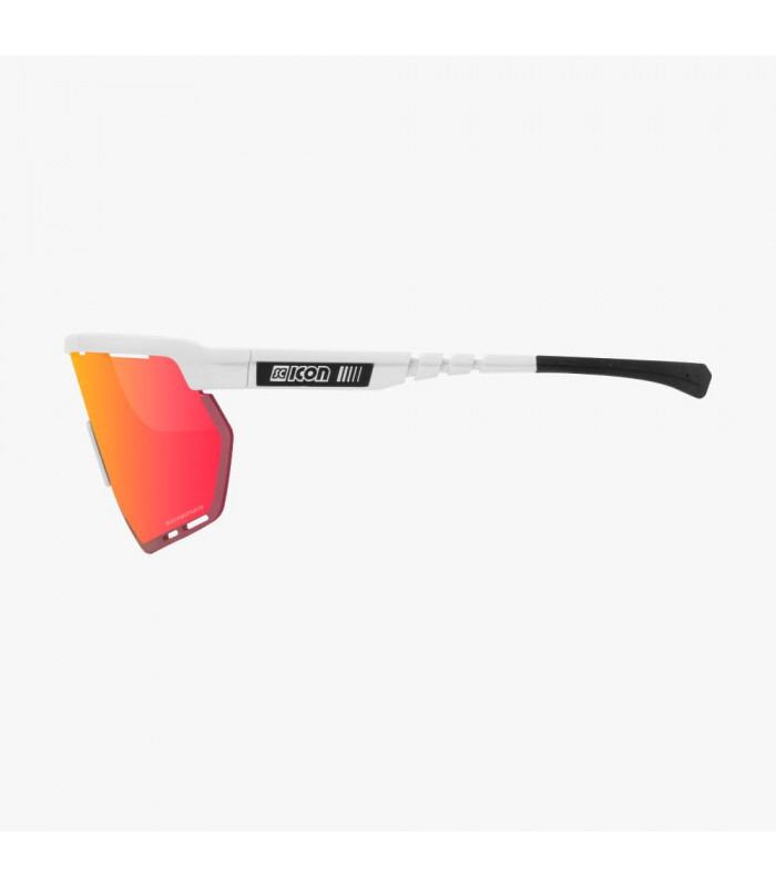 SCICON AEROWING WHITE GLOSS SUNGLASSES (MULTIMIRROR RED LENS)