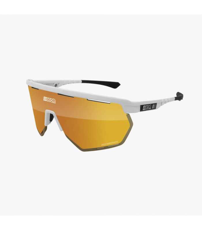 SCICON AEROWING WHITE GLOSS SUNGLASSES (MULTIMIRROR BRONZE LENS)