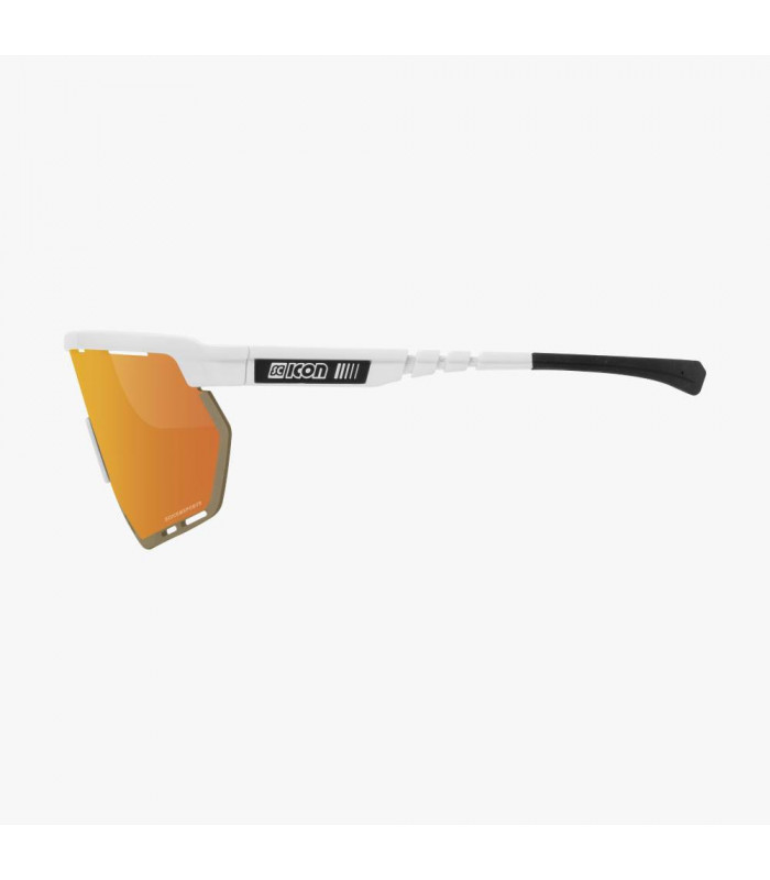 SCICON AEROWING WHITE GLOSS SUNGLASSES (MULTIMIRROR BRONZE LENS)