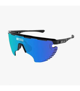 SCICON AEROWING LAMON BLACK GLOSS SUNGLASSES (MULTIMIRROR BLUE LENS)