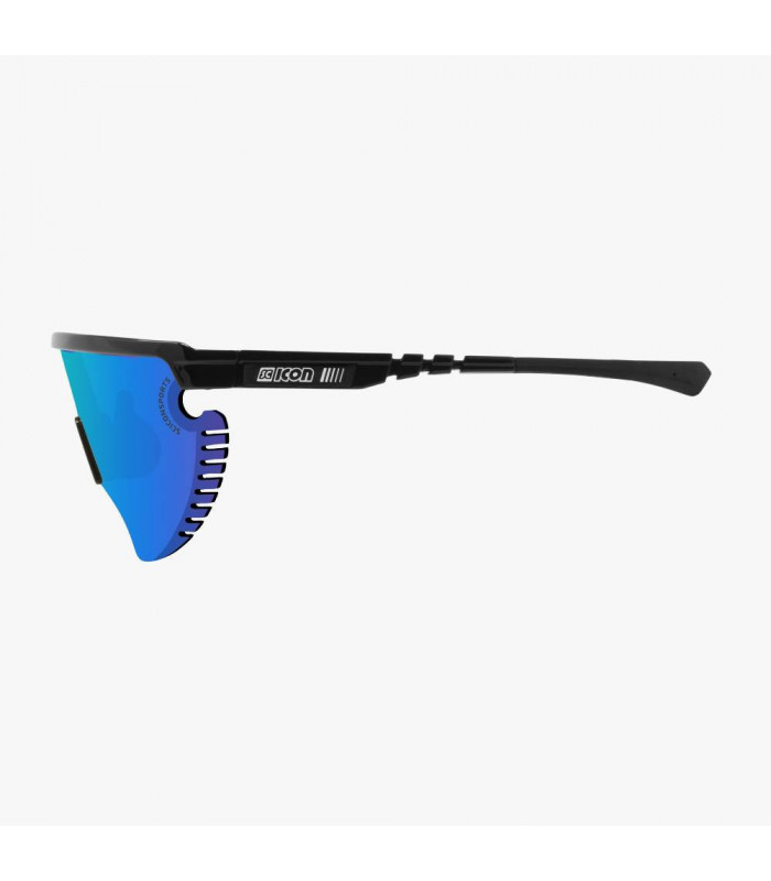 SCICON AEROWING LAMON BLACK GLOSS SUNGLASSES (MULTIMIRROR BLUE LENS)