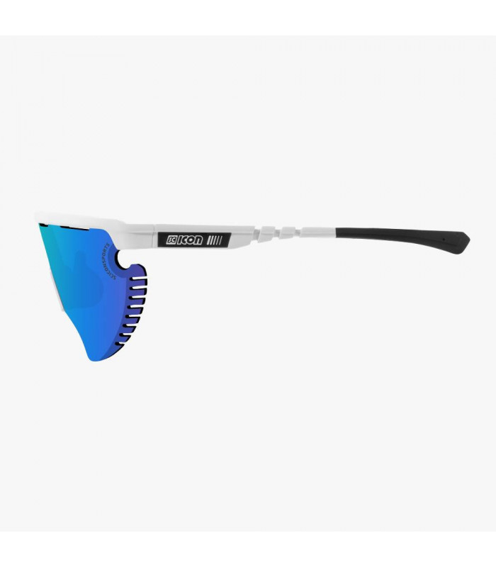 SCICON AEROWING LAMON WHITE GLOSS SUNGLASSES (MULTIMIRROR BLUE LENS)