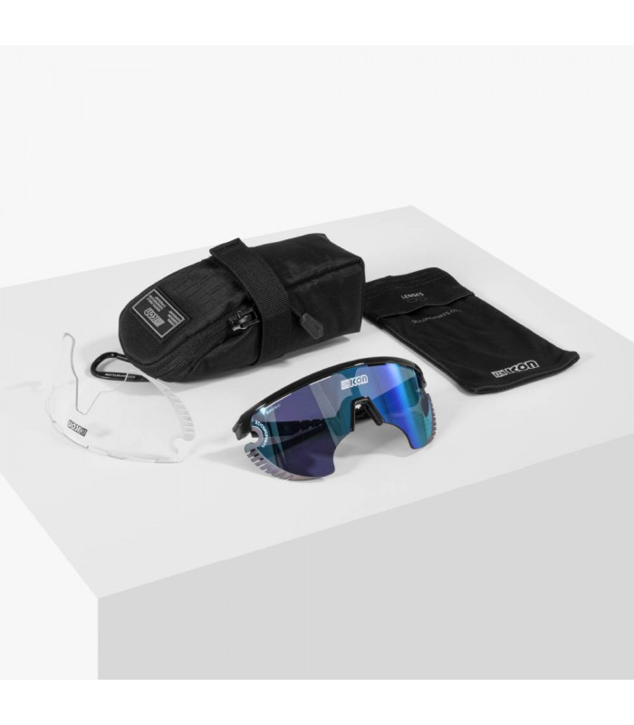 SCICON AEROWING LAMON CRYSTAL GLOSS SUNGLASSES (MULTIMIRROR BLUE LENS)