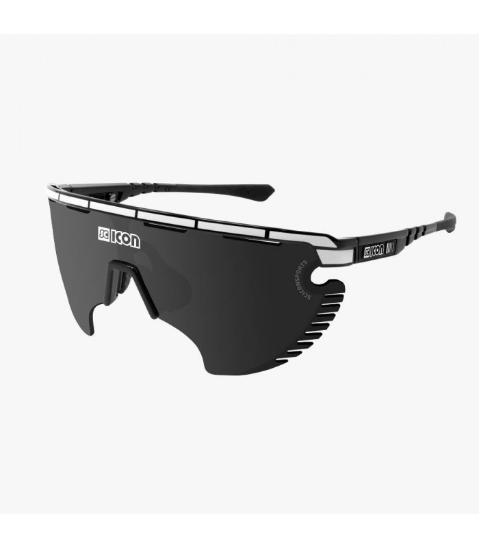 SCICON AEROWING LAMON BLACK/WHITE SUNGLASSES (MULTIMIRROR SILVER LENS)