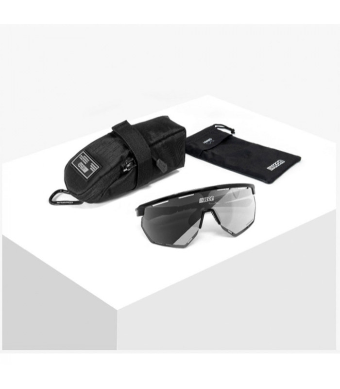 GAFAS SCICON AEROWING NEGRO BRILLANTE (LENTE FOTOCROMÁTICA PLATA ESPEJO)