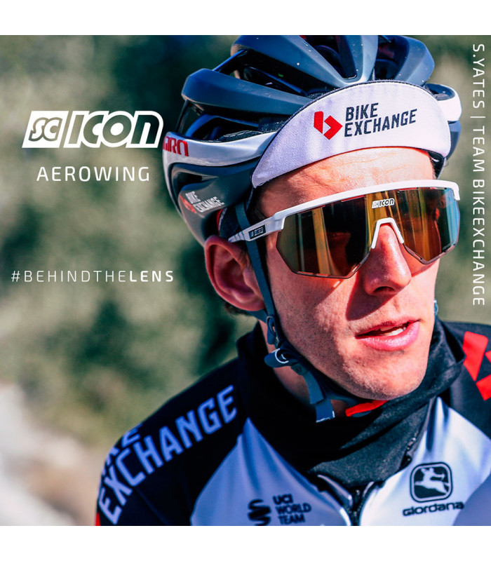 SCICON AEROWING WHITE GLOSS SUNGLASSES (MULTIMIRROR BLUE LENS)