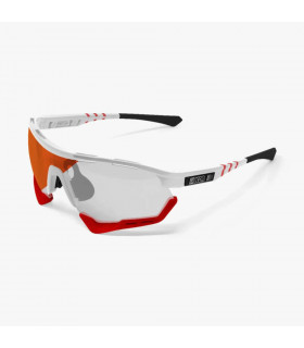 SCICON AEROTECH XL WHITE GLOSS SUNGLASSES (PHOTOCHROMIC RED LENS)