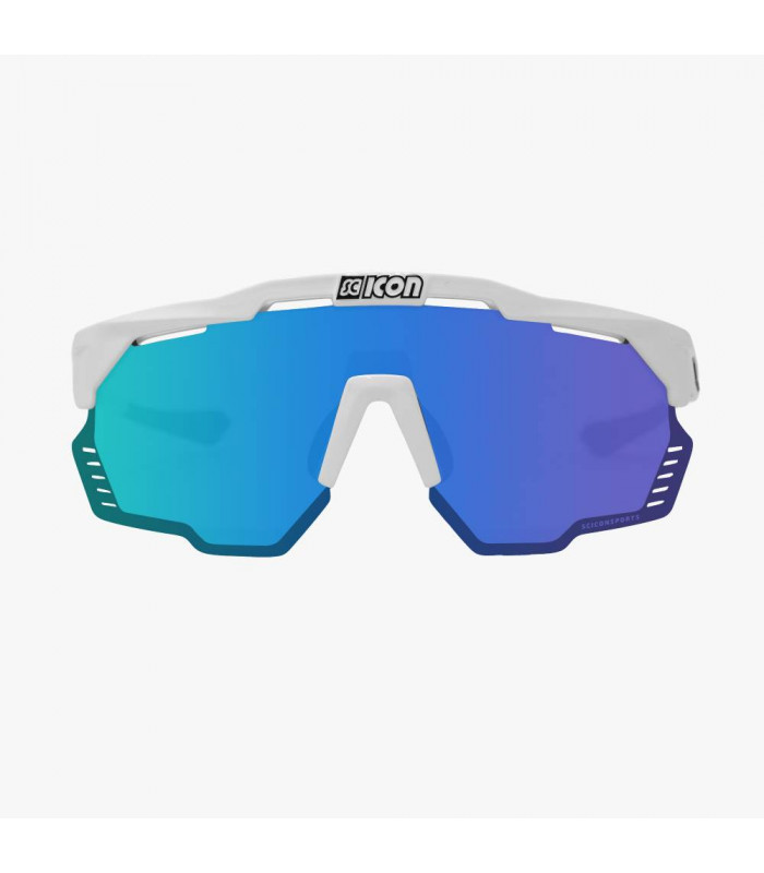 SCICON AEROSHADE KUNKEN WHITE GLOSS SUNGLASSES (MULTIMIRROR BLUE LENS)