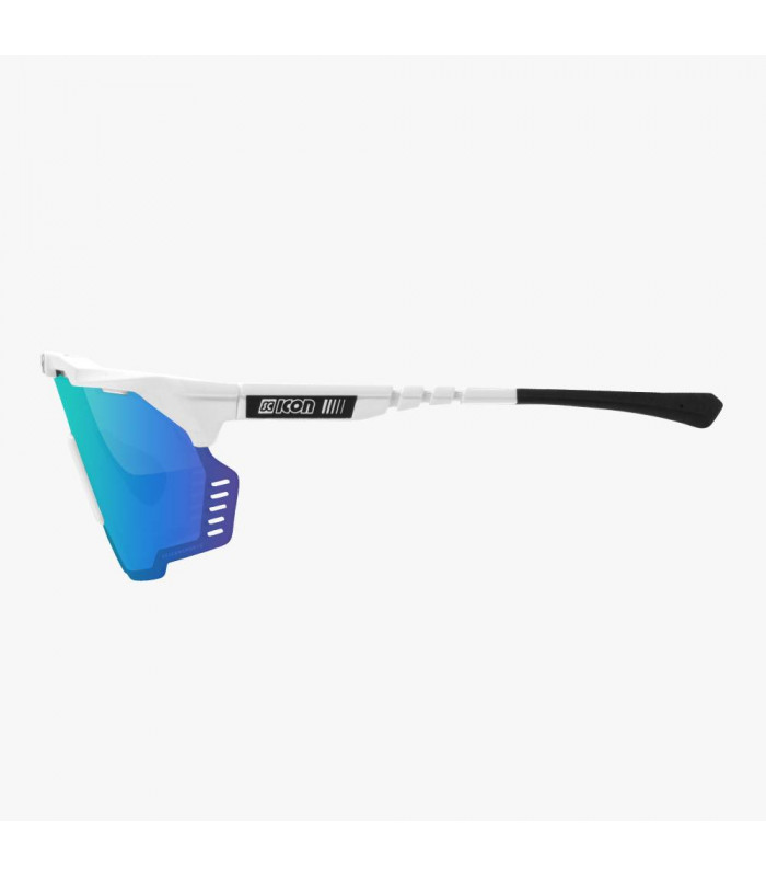 SCICON AEROSHADE KUNKEN WHITE GLOSS SUNGLASSES (MULTIMIRROR BLUE LENS)