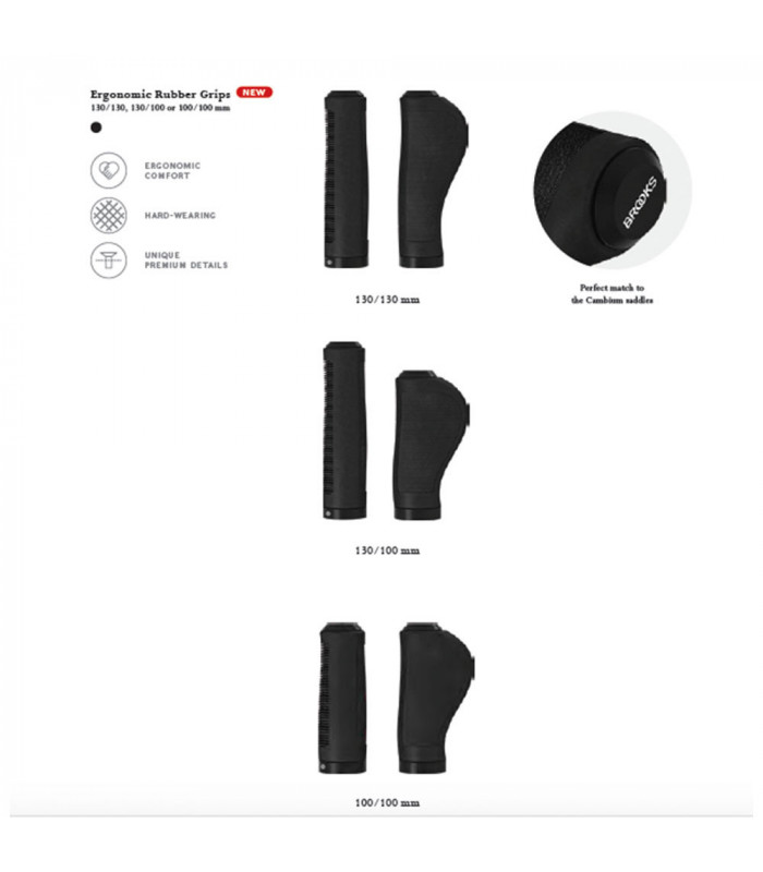 BROOKS ERGONOMIC RUBBER GRIPS (BLACK/100 MM-100 MM)