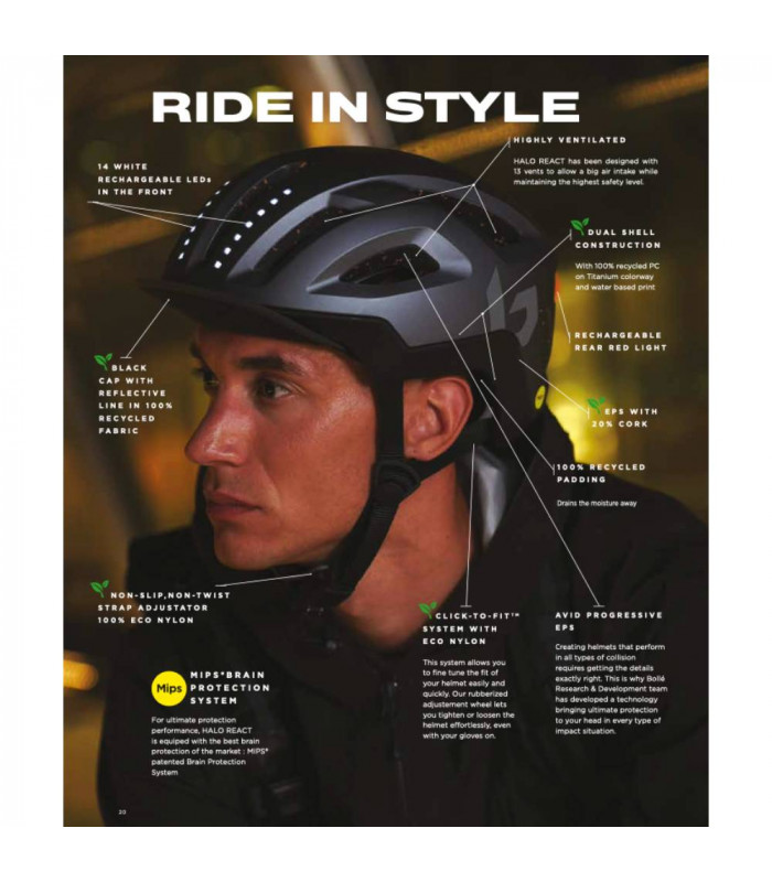 BOLLE HALO REACT MIPS HELMET (TITANIUM)