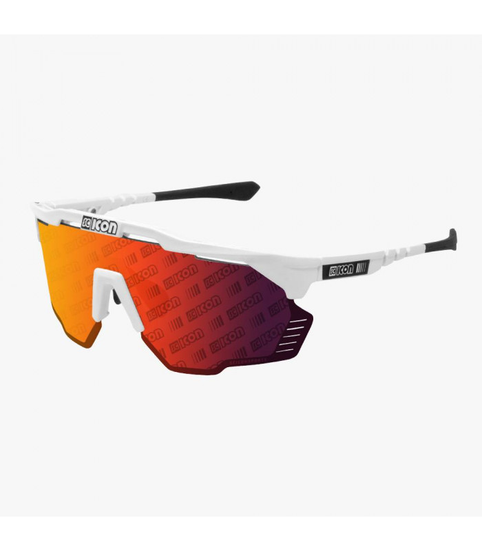 SCICON AEROSHADE KUNKEN MONOGRAM WHITE GLOSS SUNGLASSES (RED MONOGRAM LENS)