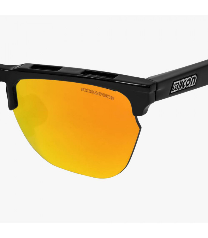 SCICON GRAVEL BLACK GLOSS SUNGLASSES (MULTIMIRROR RED LENSES)