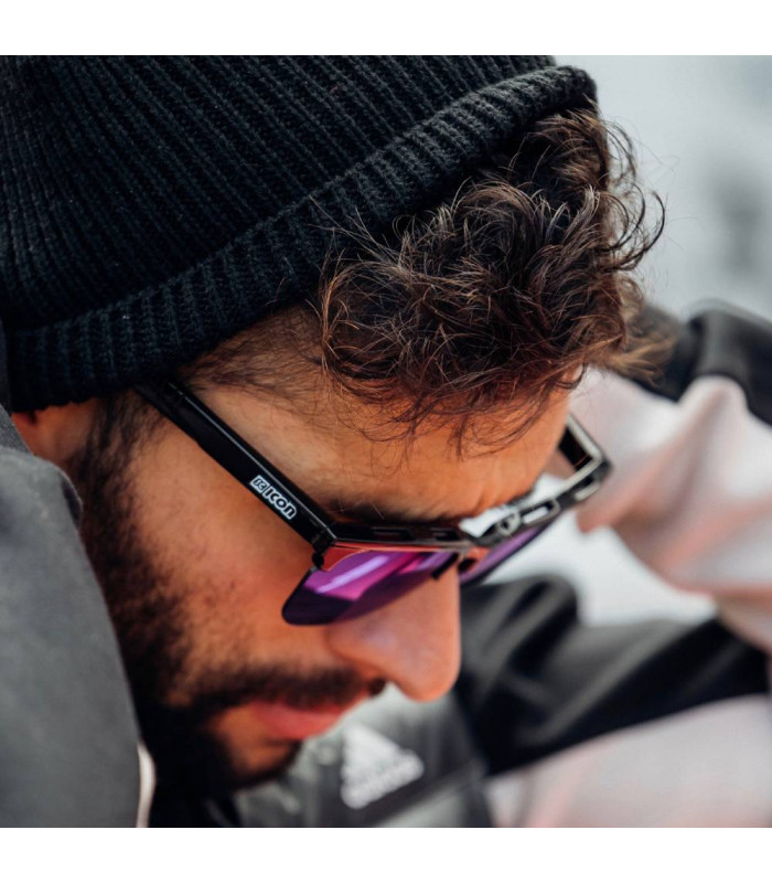 SCICON GRAVEL BLACK GLOSS SUNGLASSES (MULTIMIRROR RED LENSES)