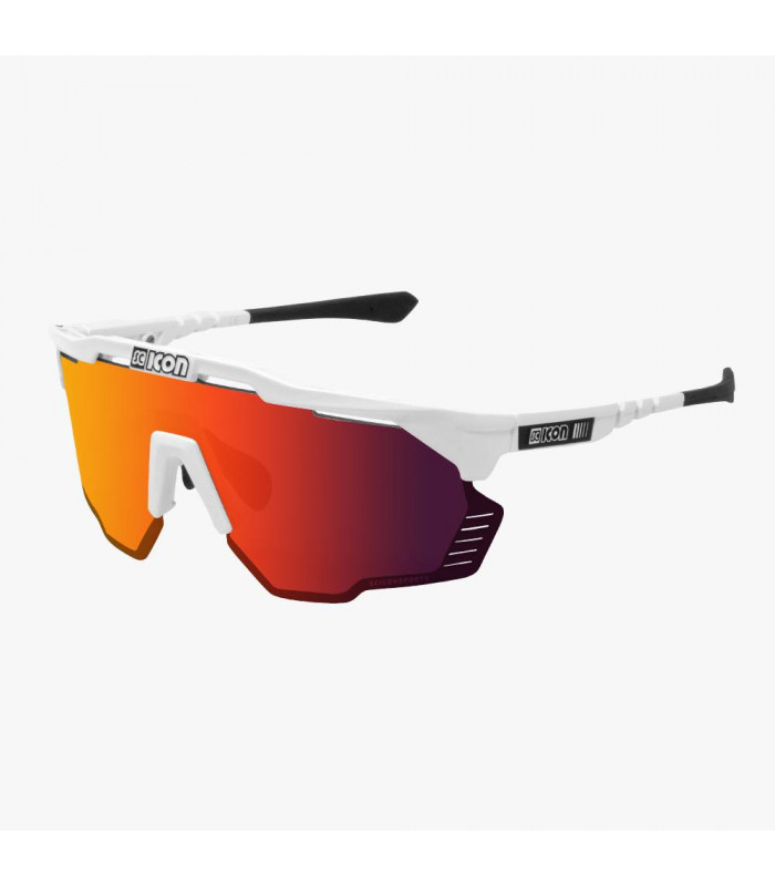 SCICON AEROSHADE KUNKEN WHITE GLOSS SUNGLASSES (MULTIMIRROR RED LENS)