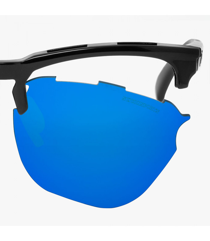 SCICON GRAVEL BLACK GLOSS SUNGLASSES (MULTIMIRROR BLUE LENSES)
