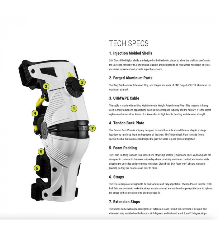 MOBIUS X8 KNEE BRACES (WHITE/ACID YELLOW)