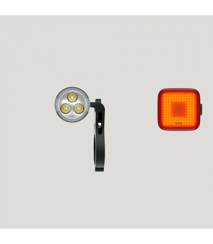 JUEGO LUCES KNOG PWR ROAD 700 + BLINDER SQUARE TRASERA