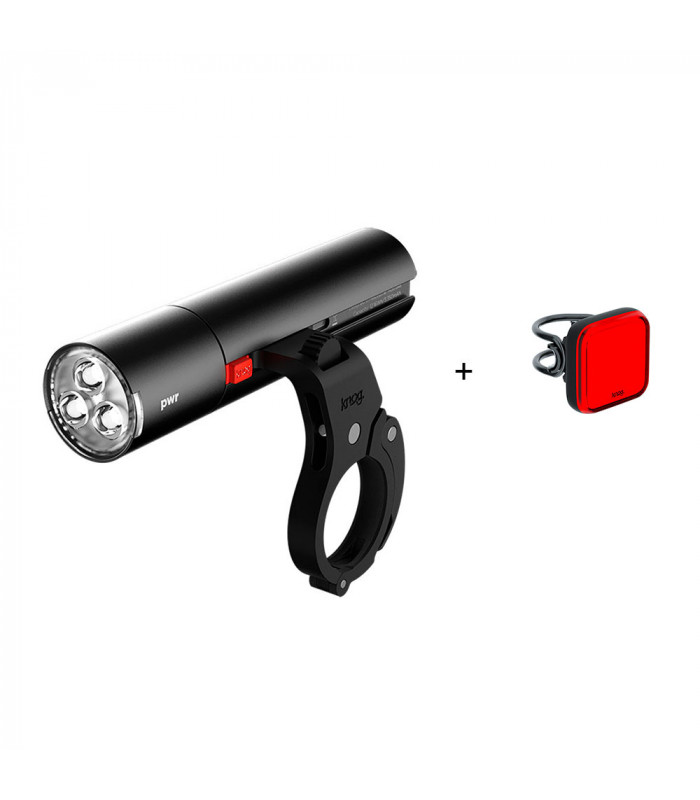 JUEGO LUCES KNOG PWR ROAD 700 + BLINDER SQUARE TRASERA