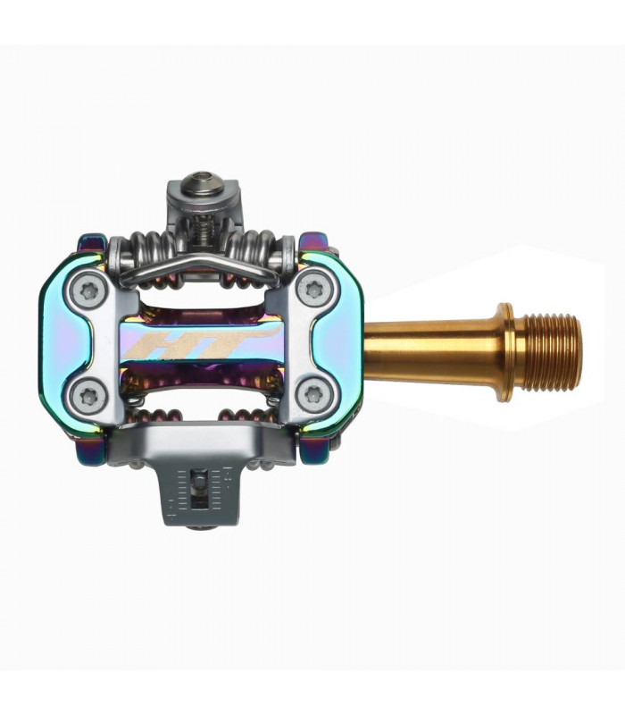 PEDALES CROSS COUNTRY HT M2 EJE TITANIO (OIL SLICK)