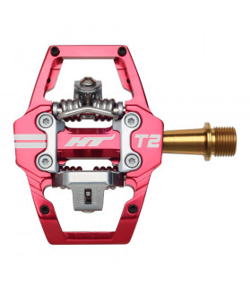 PEDALES ENDURO HT T2 EJE TITANIO (ROJO)