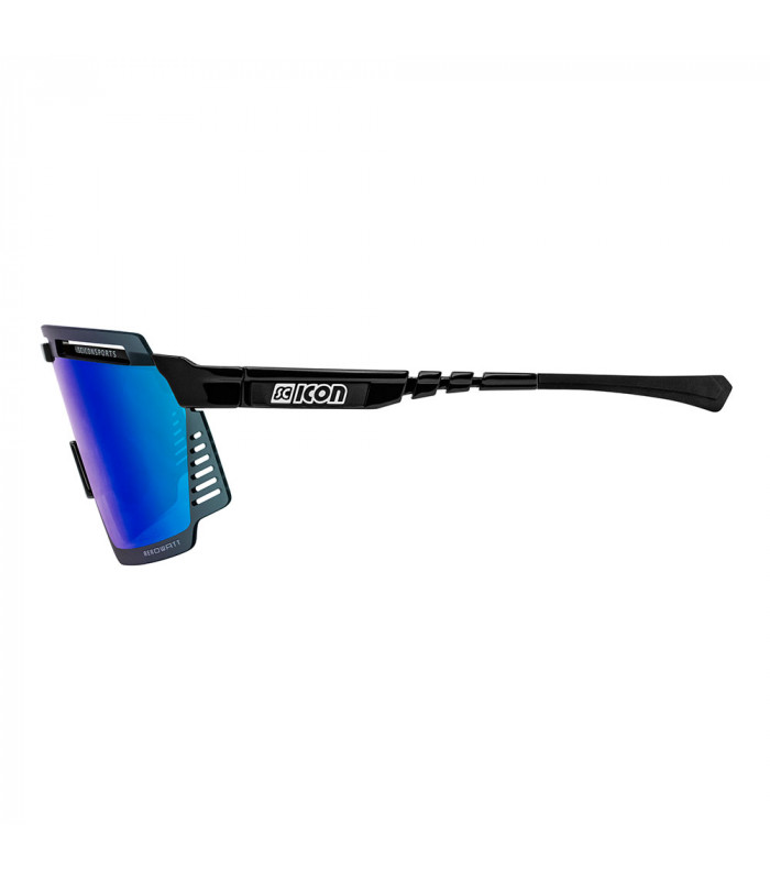 SCICON AEROWATT BLACK GLOSS SUNGLASSES (MULTIMIRROR BLUE LENS)