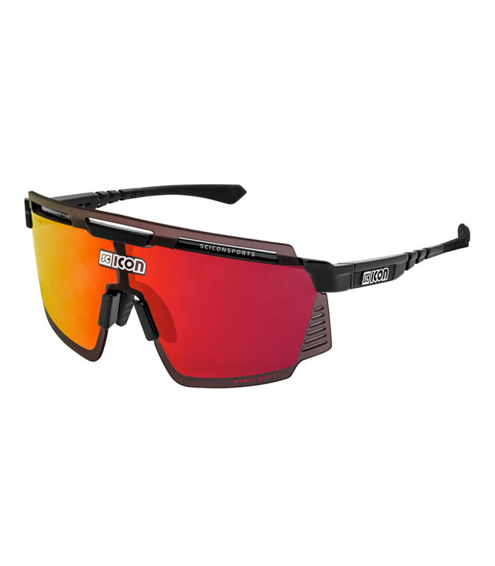 GAFAS SCICON AEROWATT BLACK GLOSS (LENTE MULTIESPEJO ROJO)