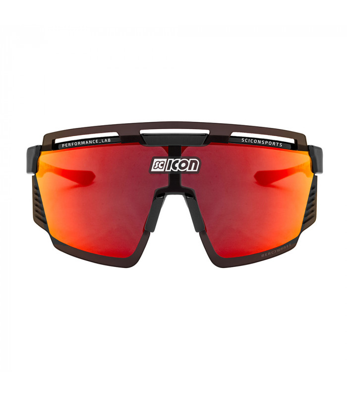 SCICON AEROWATT BLACK GLOSS SUNGLASSES (MULTIMIRROR RED LENS)