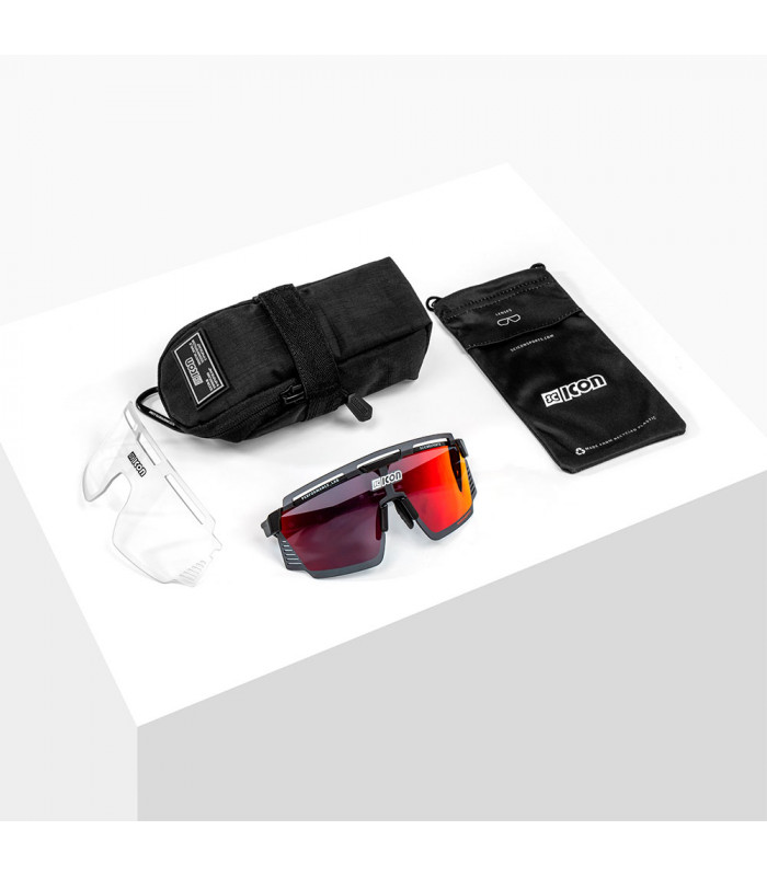 GAFAS SCICON AEROWATT BLACK GLOSS (LENTE MULTIESPEJO ROJO)