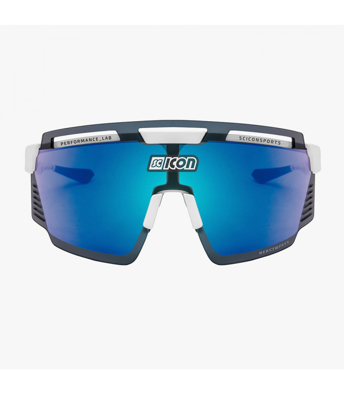 GAFAS SCICON AEROWATT WHITE GLOSS (LENTE MULTIESPEJO AZUL)