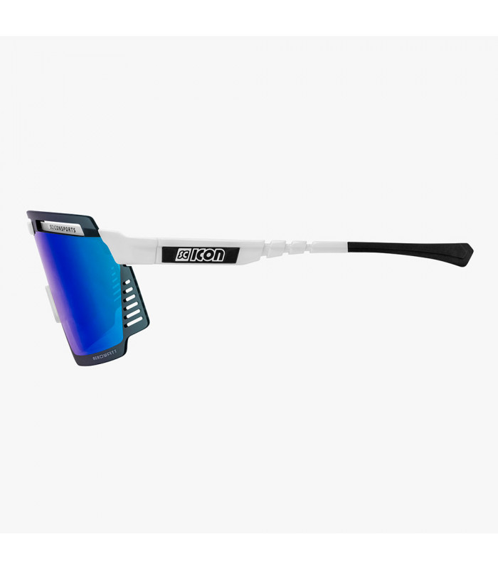SCICON AEROWATT WHITE GLOSS SUNGLASSES (MULTIMIRROR BLUE LENS)