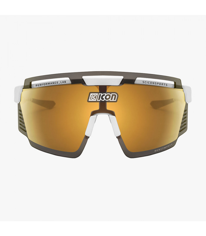 SCICON AEROWATT WHITE GLOSS SUNGLASSES (MULTIMIRROR BRONZE LENS)