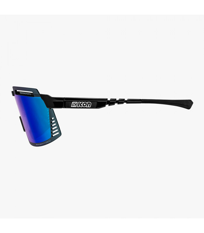 SCICON AEROWATT FOZA BLACK GLOSS SUNGLASSES (MULTIMIRROR BLUE LENS)