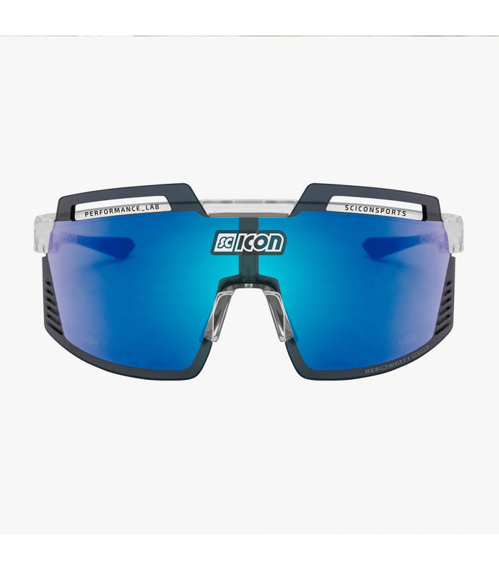 SCICON AEROWATT FOZA CRYSTAL GLOSS SUNGLASSES (MULTIMIRROR BLUE LENS)