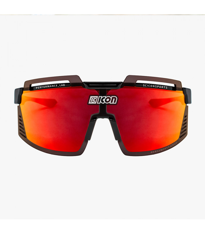 SCICON AEROWATT FOZA BLACK GLOSS SUNGLASSES (MULTIMIRROR RED LENS)