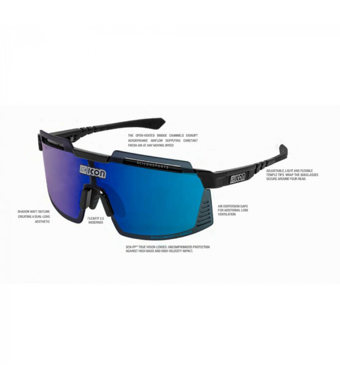 SCICON AEROWATT FOZA BLACK GLOSS SUNGLASSES (MULTIMIRROR RED LENS)