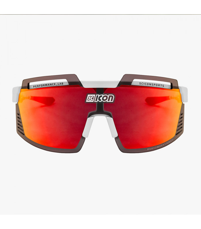 SCICON AEROWATT FOZA WHITE GLOSS SUNGLASSES (MULTIMIRROR RED LENS)