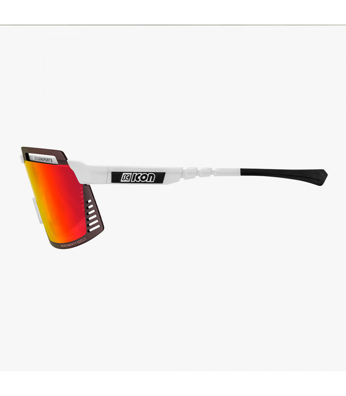 SCICON AEROWATT FOZA WHITE GLOSS SUNGLASSES (MULTIMIRROR RED LENS)