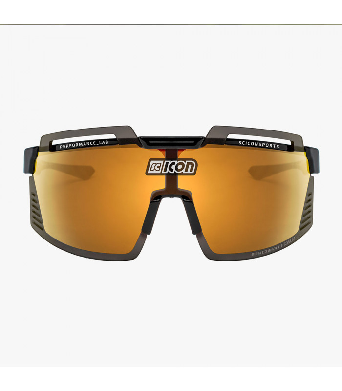 SCICON AEROWATT FOZA BLACK GLOSS SUNGLASSES (MULTIMIRROR BRONZE LENS)