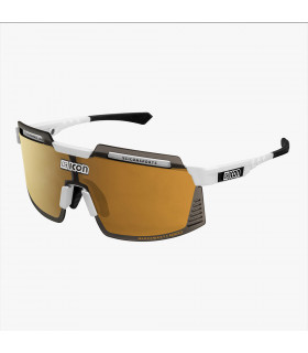 SCICON AEROWATT FOZA WHITE GLOSS SUNGLASSES (MULTIMIRROR BRONZE LENS)