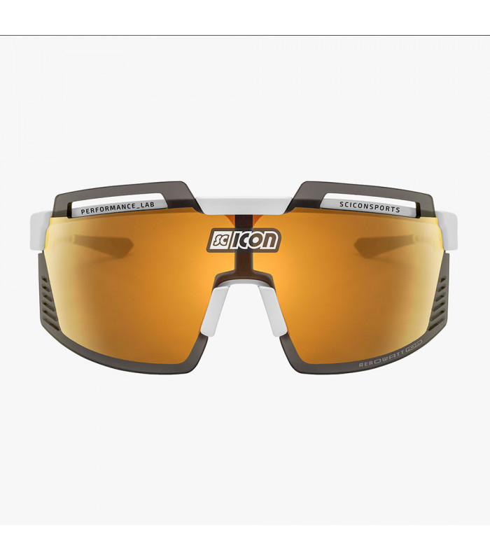 SCICON AEROWATT FOZA WHITE GLOSS SUNGLASSES (MULTIMIRROR BRONZE LENS)