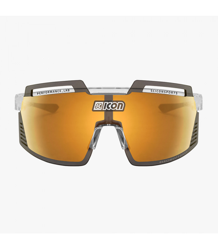 SCICON AEROWATT CRYSTAL BLACK GLOSS SUNGLASSES (MULTIMIRROR BRONZE LENS)