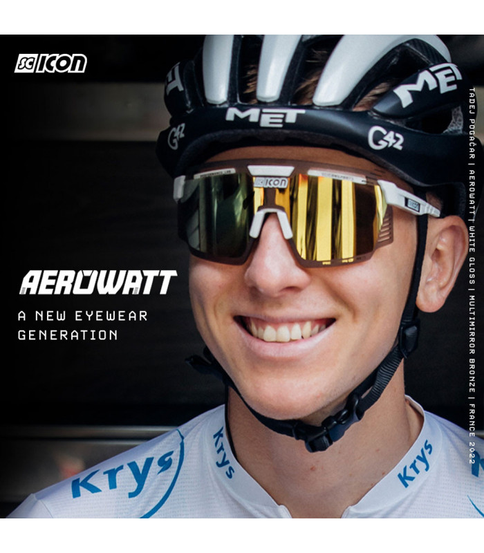 SCICON AEROWATT CRYSTAL BLACK GLOSS SUNGLASSES (MULTIMIRROR BRONZE LENS)