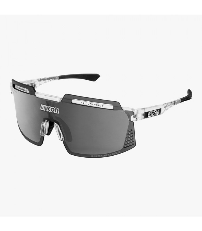 SCICON AEROWATT FOZA CRYSTAL GLOSS SUNGLASSES (MULTIMIRROR SILVER LENS)