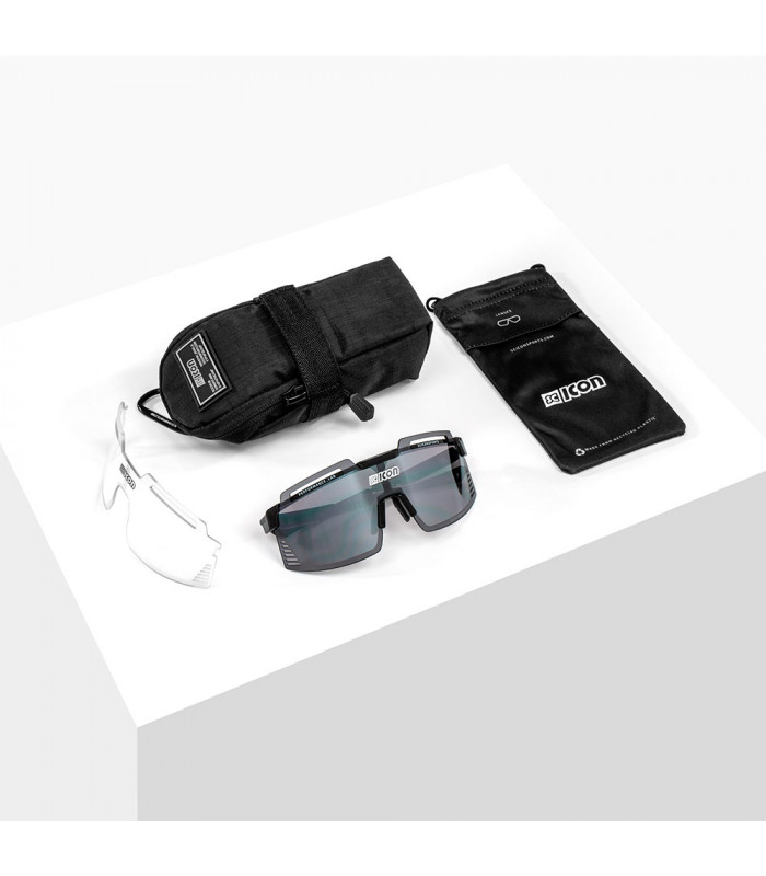 SCICON AEROWATT FOZA CRYSTAL GLOSS SUNGLASSES (MULTIMIRROR SILVER LENS)